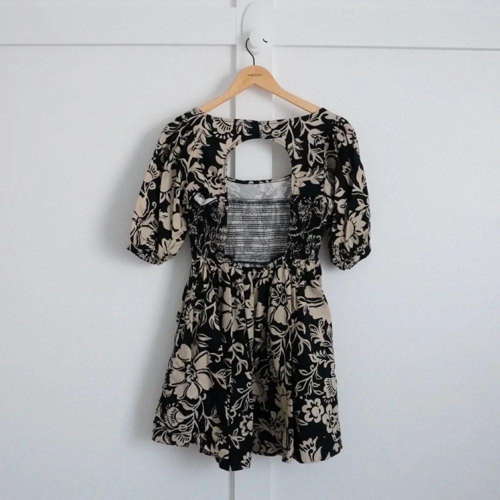 Free People Floral Puff Sleeve Mini Dress